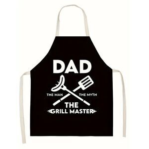 ⭐ Dad Graphic Bib Grilling Apron BBQ Tie Back Mens Blck Kitchen Baking NWOT